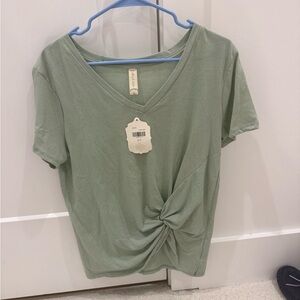 Altar'd State Sage Green Twist Tee